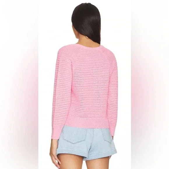 White + Warren Pink Linen Squareneck Sweater Womens Size Small NWT - Picture 3 of 9